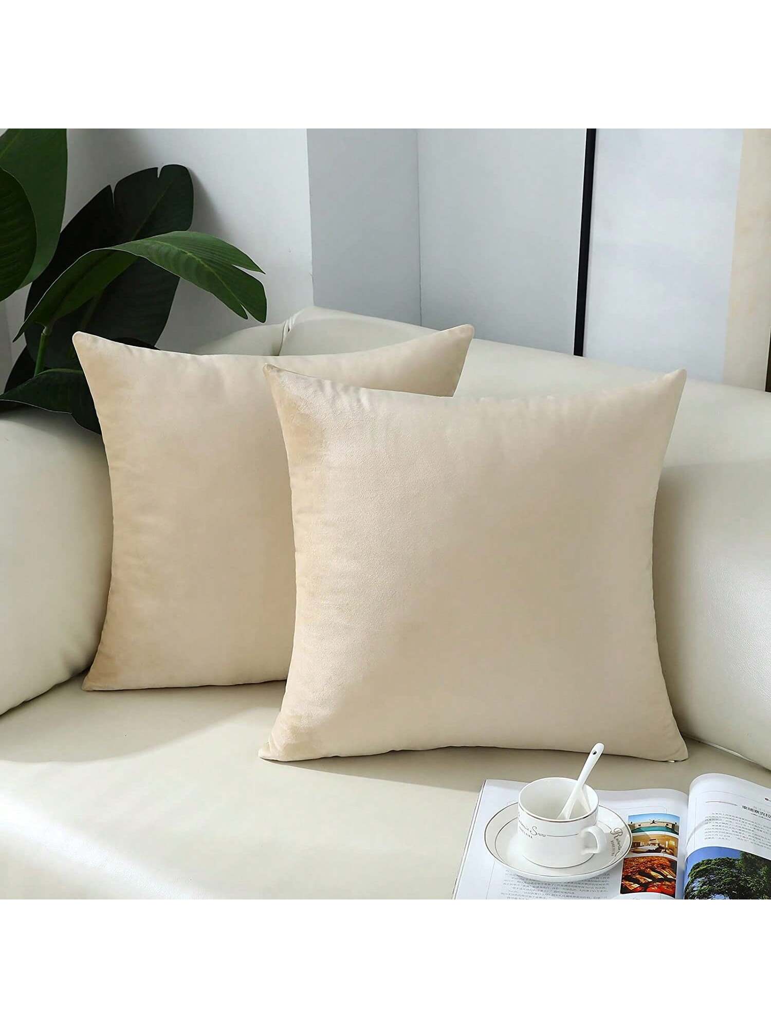 1pc Velvet Decorative Sofa Pillow Cover, Soft Square Cushion Case Suitable For Sofa, Bed, Car, Coffee Color