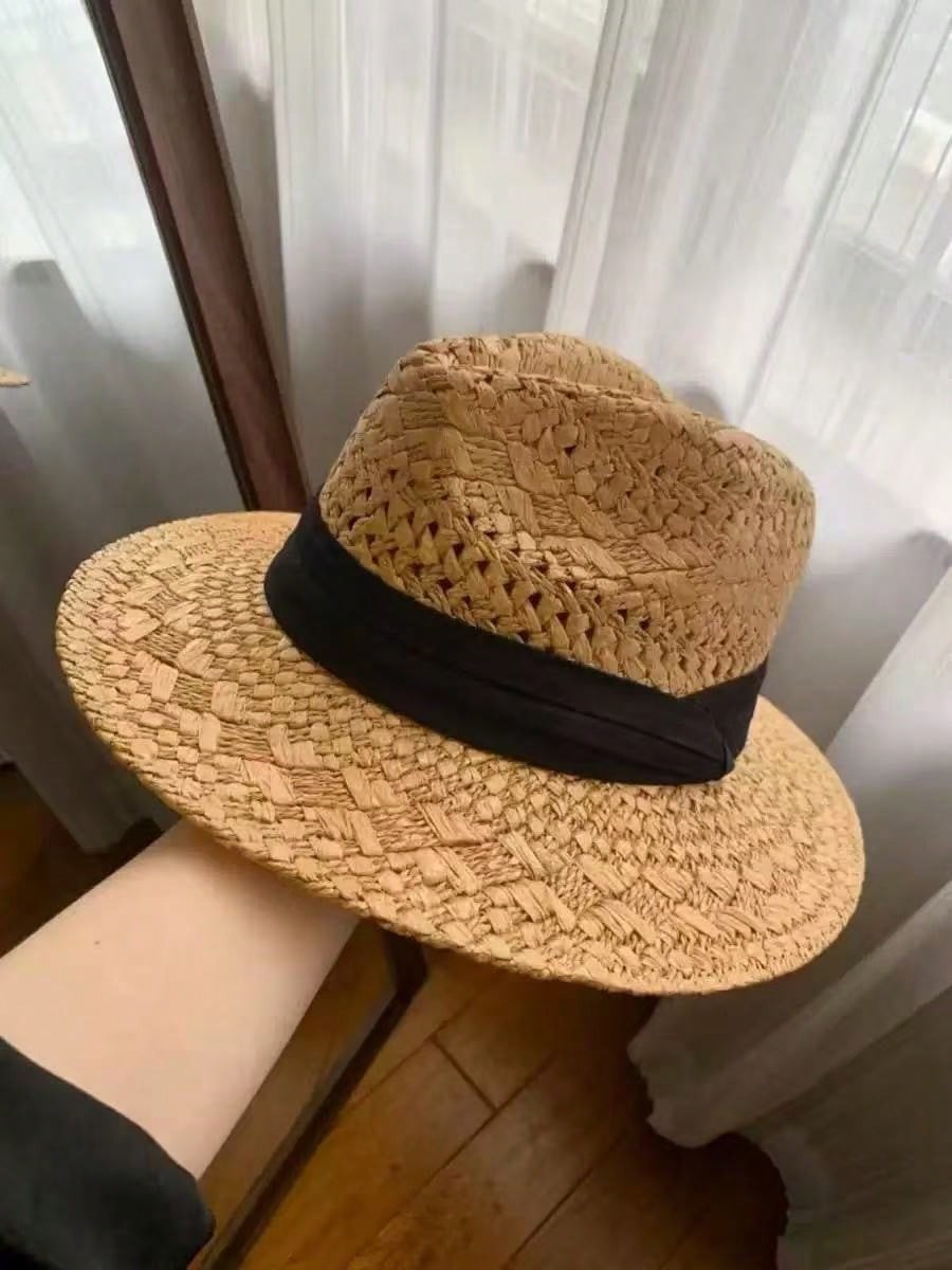 1pc Vintage Hollow Brim Wide Brim Straw Hat, Suitable For Spring/Summer Outdoor Travel Vacation Beach, Handwoven Breathable UV Protection Western Cowboy Panama Straw Hat For Men And Women