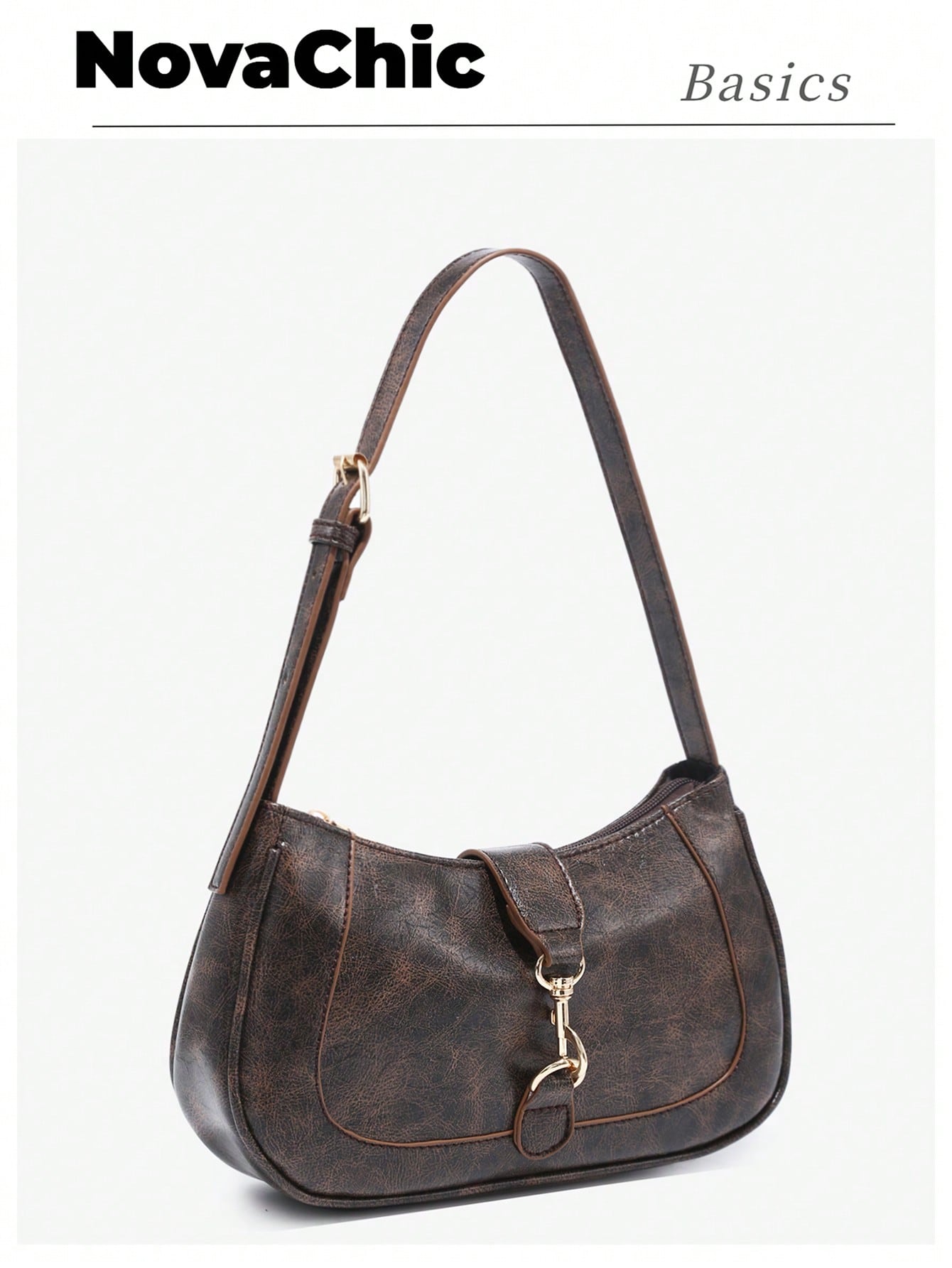 1pc Vintage Minimalist Crescent Shaped Adjustable Strap Handbag, Suitable For Dates, Outings, Parties, Retro Style Purse, Small Bag