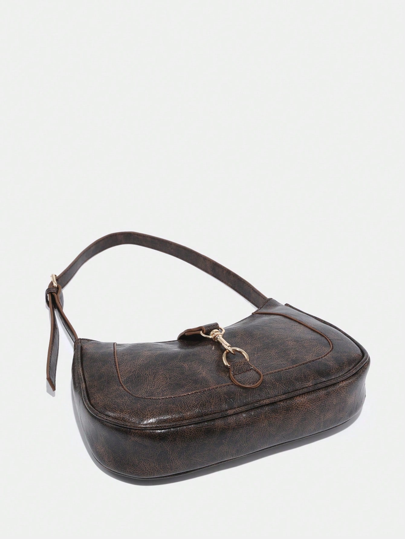 1pc Vintage Minimalist Crescent Shaped Adjustable Strap Handbag, Suitable For Dates, Outings, Parties, Retro Style Purse, Small Bag