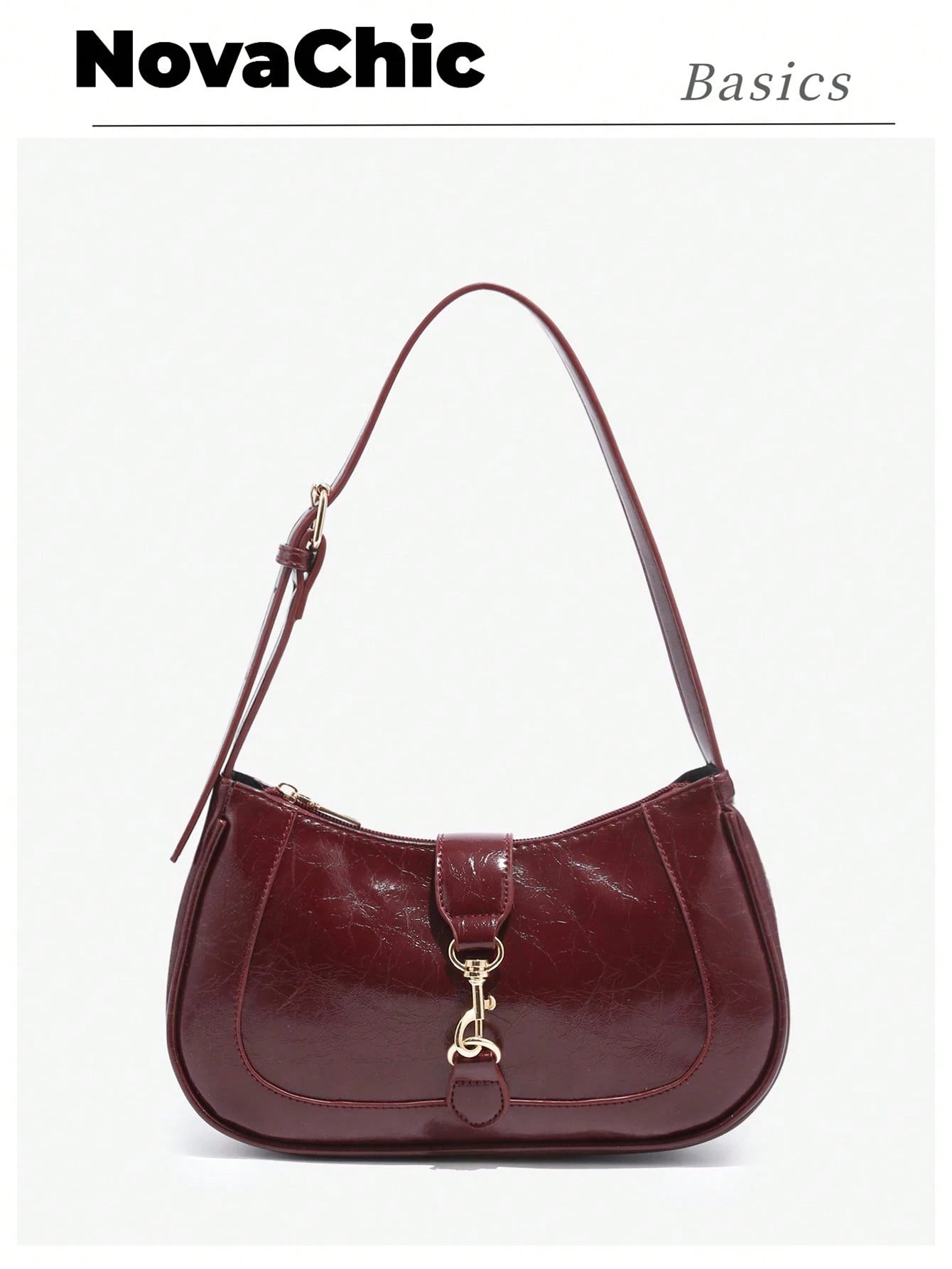 1pc Vintage Minimalist Crescent Shaped Adjustable Strap Handbag, Suitable For Dates, Outings, Parties, Retro Style Purse, Small Bag