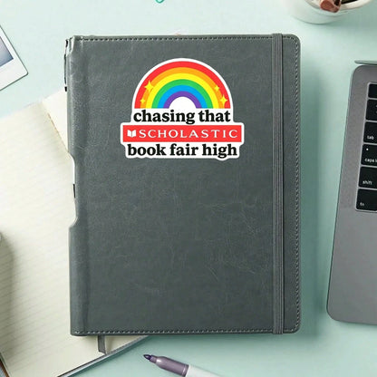 1PC Vintage School Book Fair Sticker, Retro 90s Kids Nostalgia Vinyl Decal For Laptop Water Bottle Notebook E-Reader, Waterproof Book Lover Decal Sticker, Aesthetic Stationery Scrapbook Accessories Gi