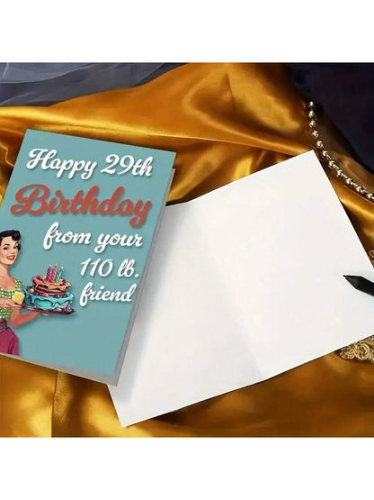 1pc Vintage Style Birthday Greeting Card, Suitable For Best Friend - Humorous 29th Birthday Wishes, With Envelope, Great As Women's Birthday Gift, Friendship Celebration Gift, Small Business Thank You