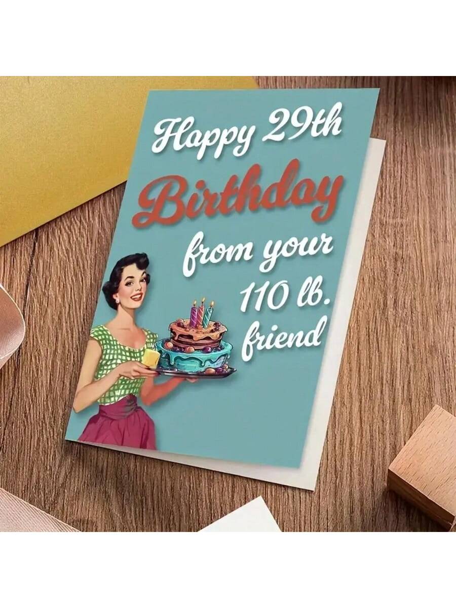 1pc Vintage Style Birthday Greeting Card, Suitable For Best Friend - Humorous 29th Birthday Wishes, With Envelope, Great As Women's Birthday Gift, Friendship Celebration Gift, Small Business Thank You
