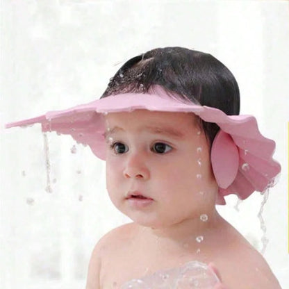 1pc Waterproof Shampoo Cap With Ear Protection For Children, Soft & Foldable EVA Material, Adjustable Water-Blocking Shampoo Hat, Suitable For Boys And Girls, For Daily Bathing, Haircut And Sun Protec