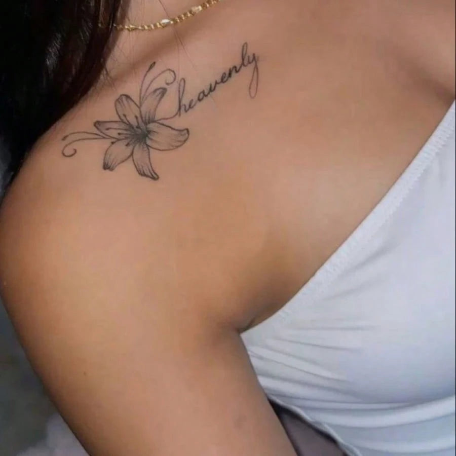 1pc Waterproof & Smudge-Proof Temporary Tattoo Sticker, PVC Faux Lily Flower Tattoo Decal, Suitable For Daily Use By Men & Women