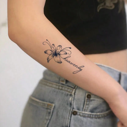 1pc Waterproof & Smudge-Proof Temporary Tattoo Sticker, PVC Faux Lily Flower Tattoo Decal, Suitable For Daily Use By Men & Women