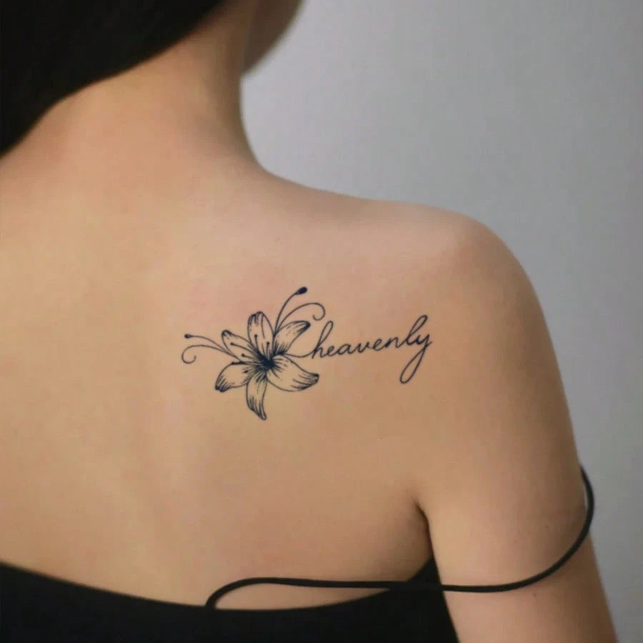 1pc Waterproof & Smudge-Proof Temporary Tattoo Sticker, PVC Faux Lily Flower Tattoo Decal, Suitable For Daily Use By Men & Women