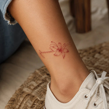 1pc Waterproof & Smudge-Proof Temporary Tattoo Sticker, PVC Faux Lily Flower Tattoo Decal, Suitable For Daily Use By Men & Women