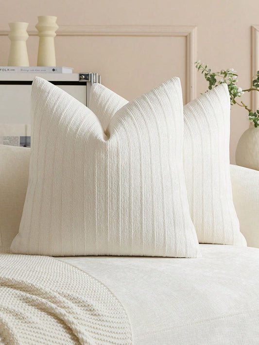 1pc White Diamond 3D Striped Throw Pillow Cover (Pillow Insert Not Included), Square Cushion Cover, Holiday Home Pillow Decor, Soft Comfortable Faux Linen Fabric, Modern Decorative Sofa, Home Bedroom