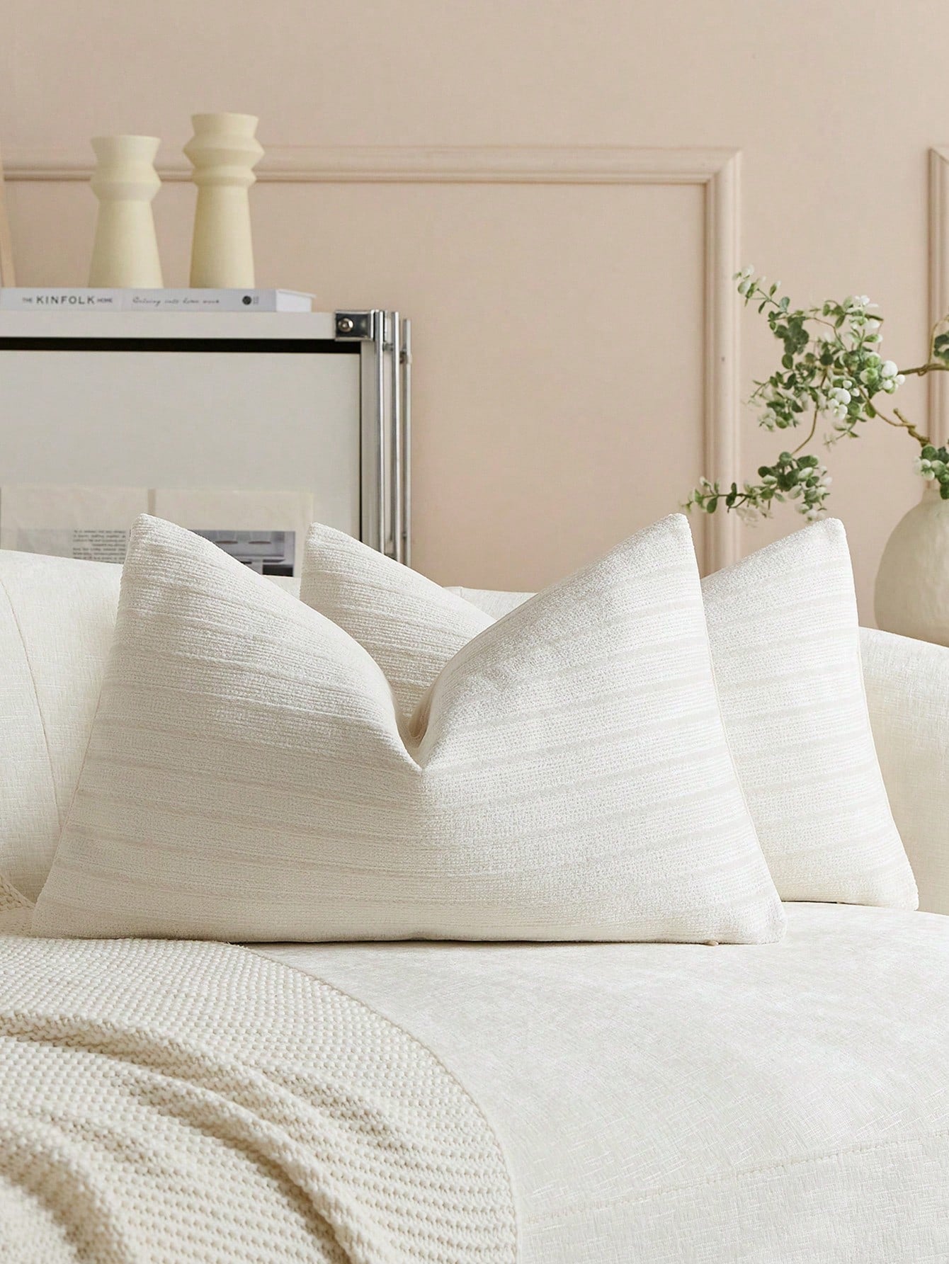1pc White Diamond 3D Striped Throw Pillow Cover (Pillow Insert Not Included), Square Cushion Cover, Holiday Home Pillow Decor, Soft Comfortable Faux Linen Fabric, Modern Decorative Sofa, Home Bedroom