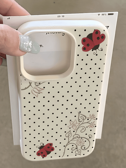 1pc White Ladybug Polka Dot Minimalist Personalized TPU Shockproof Full Coverage Phone Case, Compatible With Apple 17, 16, 15, 14, 13, 12, 11 Pro Max, Air, And Series
