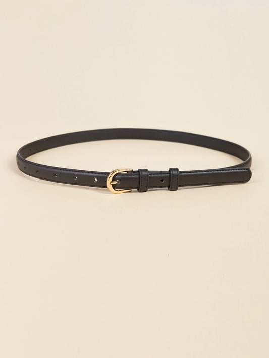 1pc Women Black Fashionable Solid Skinny Belt For Daily Life Summer, School Fall, Autumn, Halloween