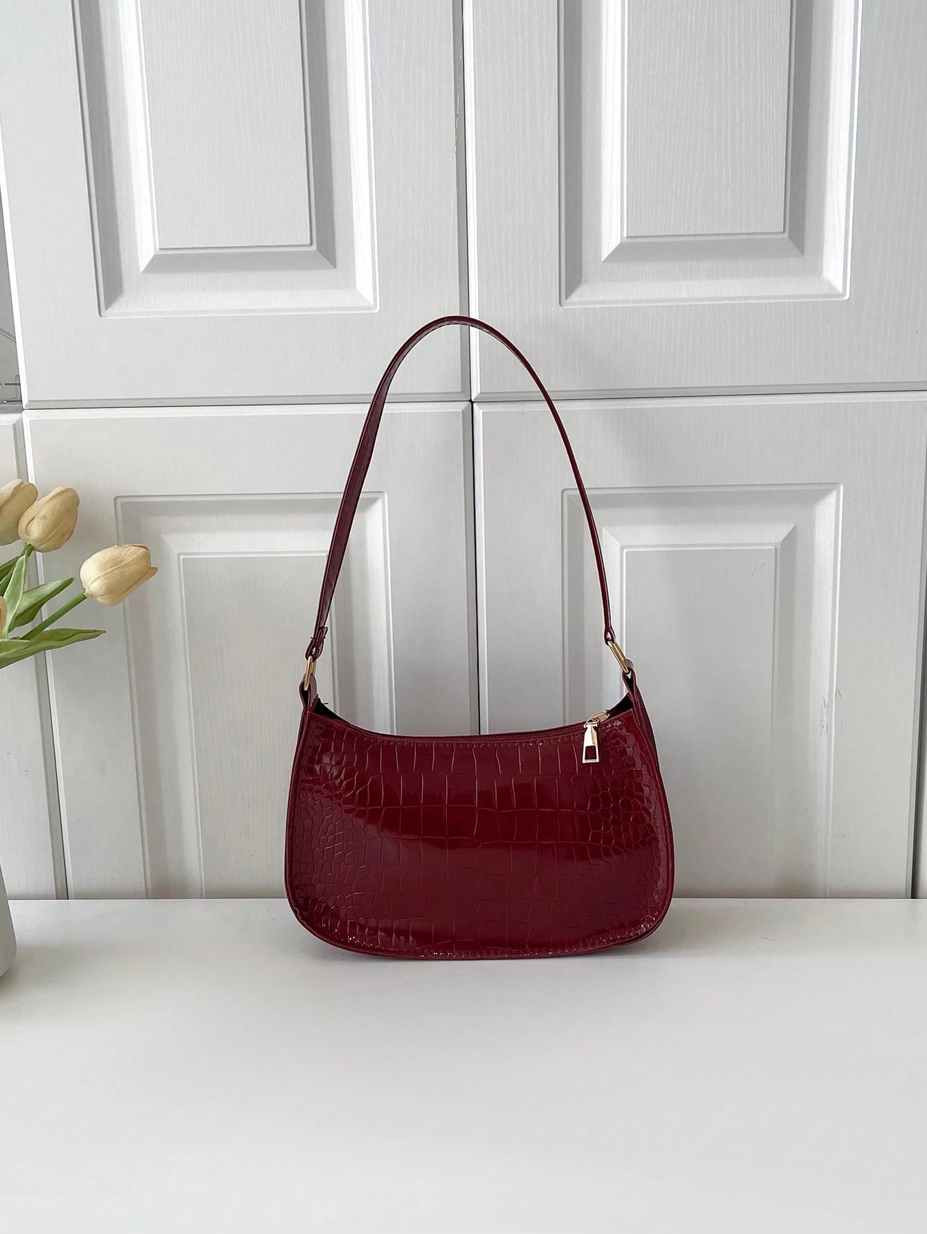 1pc Women Plain Simple Minimalist Shoulder Bag For Daily Use