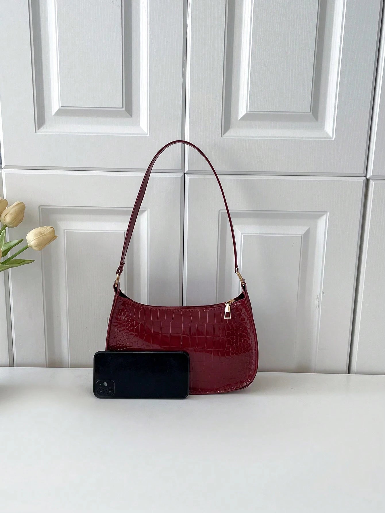 1pc Women Plain Simple Minimalist Shoulder Bag For Daily Use