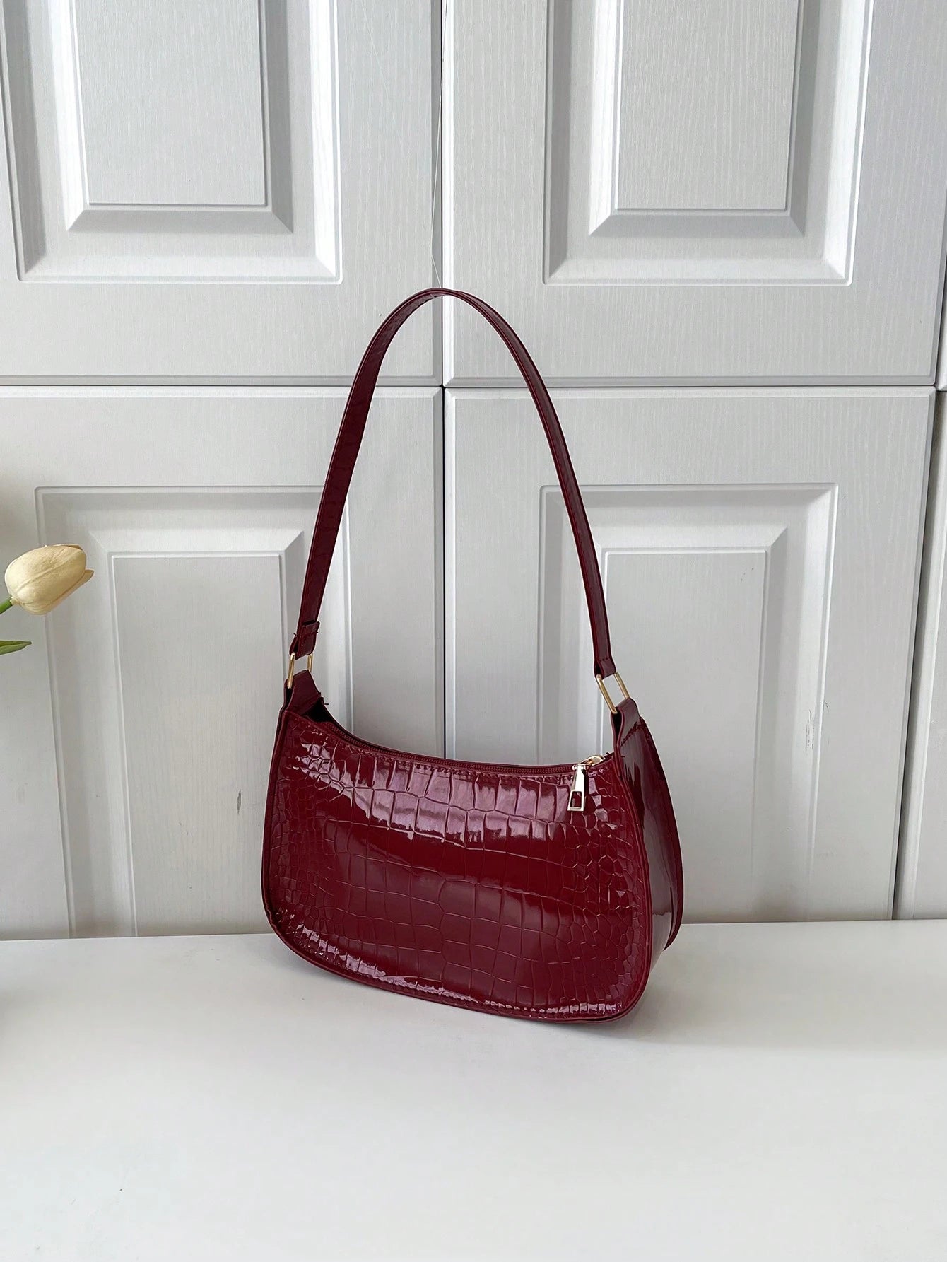 1pc Women Plain Simple Minimalist Shoulder Bag For Daily Use