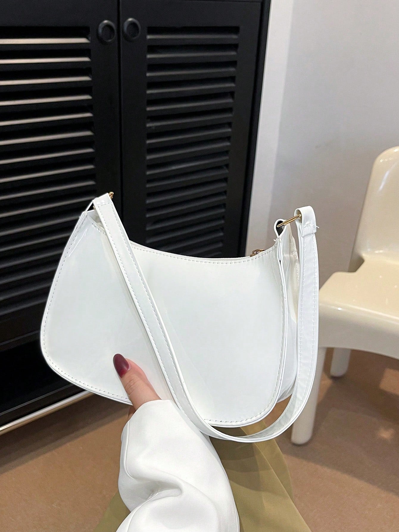 1pc Women Plain Simple Minimalist Shoulder Bag For Daily Use