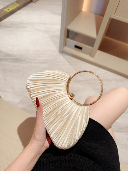 1pc Women's Elegant Pleated Box Design Party Handbag, Luxury Rhinestone Clutch, Charming Formal Evening Bag,Bride, Wedding Items, Gift For Her