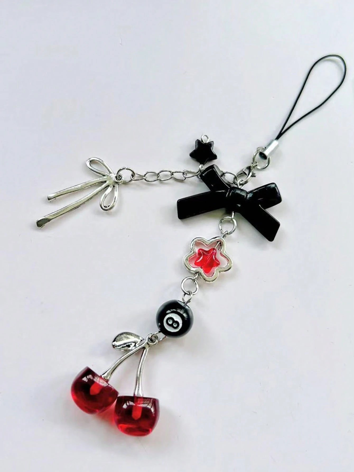 1pc Y2K Aesthetic Cherry Bow Phone Lanyard, Cute Girl Kawaii Charm, Unique Personalized Design, Suitable For Commuting, Camera Strap