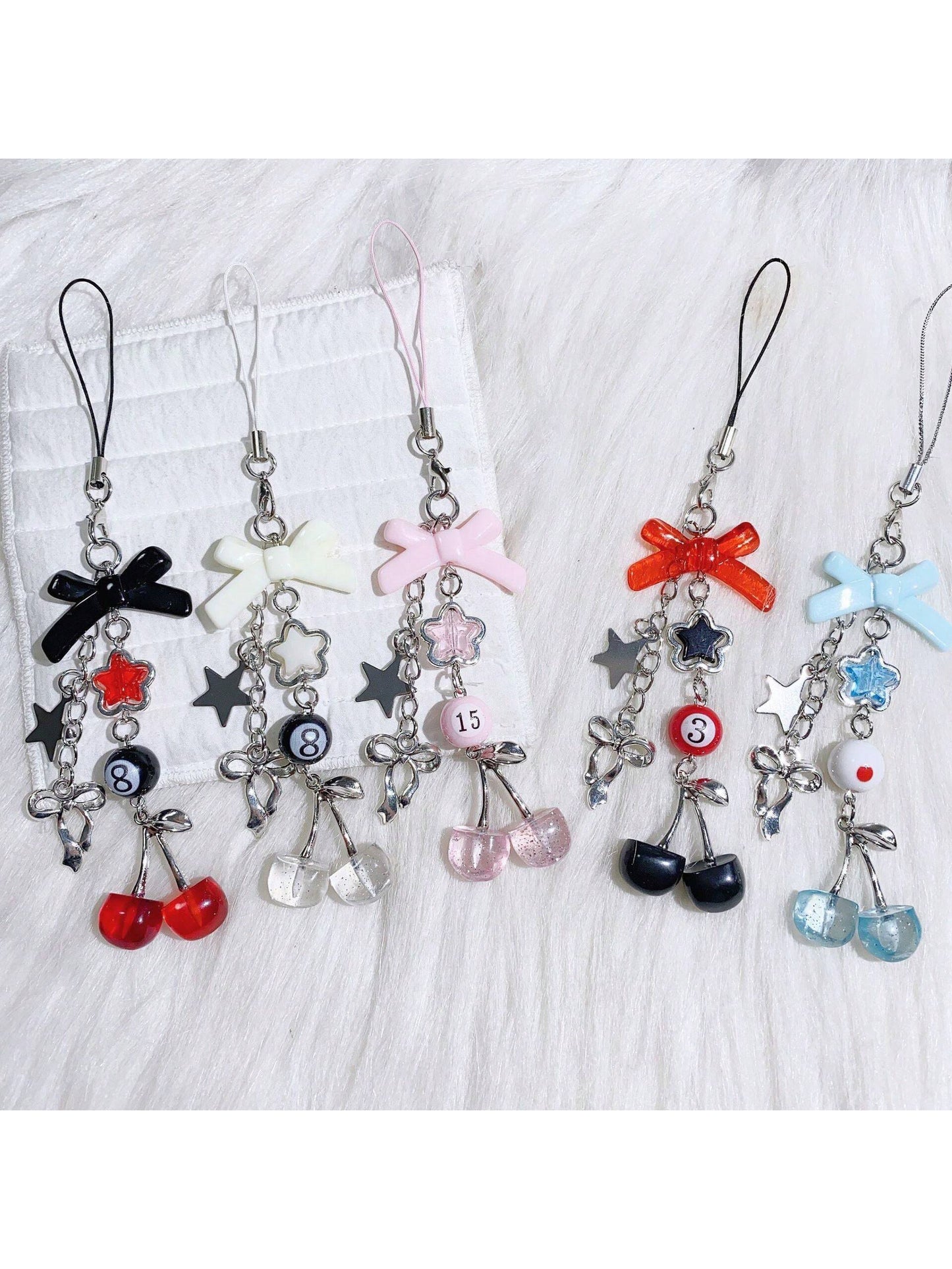 1pc Y2K Aesthetic Cherry Bow Phone Lanyard, Cute Girl Kawaii Charm, Unique Personalized Design, Suitable For Commuting, Camera Strap