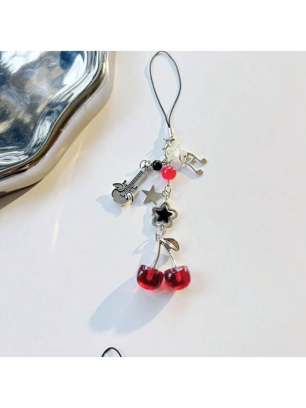 1pc Y2K Aesthetic Cherry Bow Phone Lanyard, Cute Girl Kawaii Charm, Unique Personalized Design, Suitable For Commuting, Camera Strap