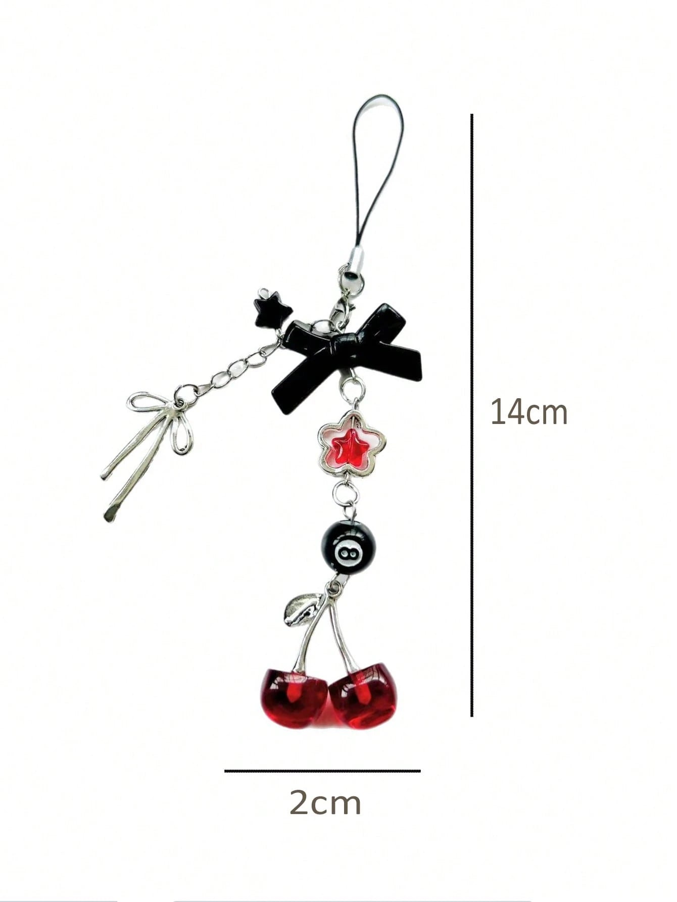 1pc Y2K Aesthetic Cherry Bow Phone Lanyard, Cute Girl Kawaii Charm, Unique Personalized Design, Suitable For Commuting, Camera Strap