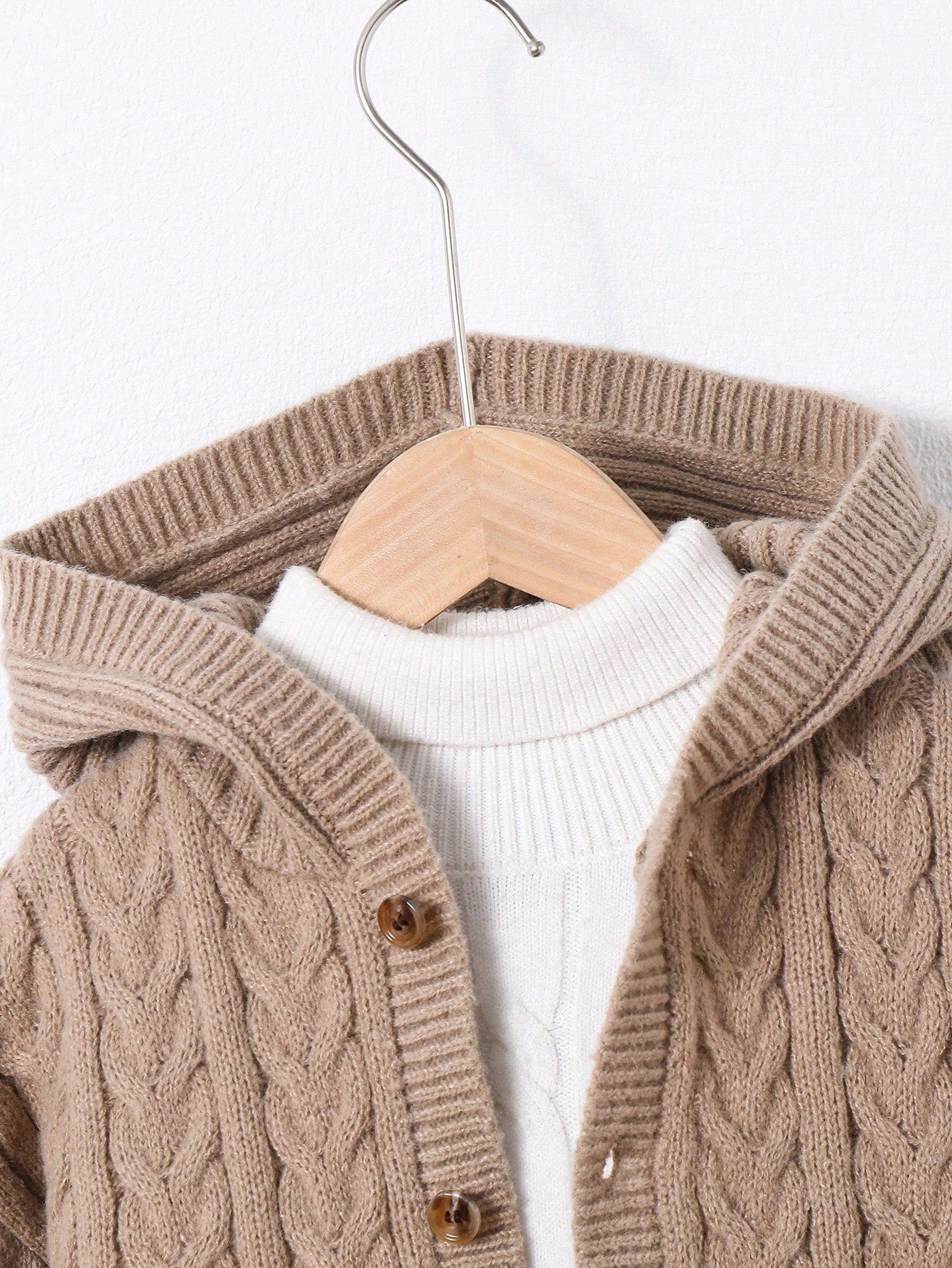 1pc Young Boys Casual Cute Cozy Oversized Ribbed Trim Hoodie Cardigan, Khaki Color, Suitable For Travel, School, Daily Gathering, Autumn/Winter Season