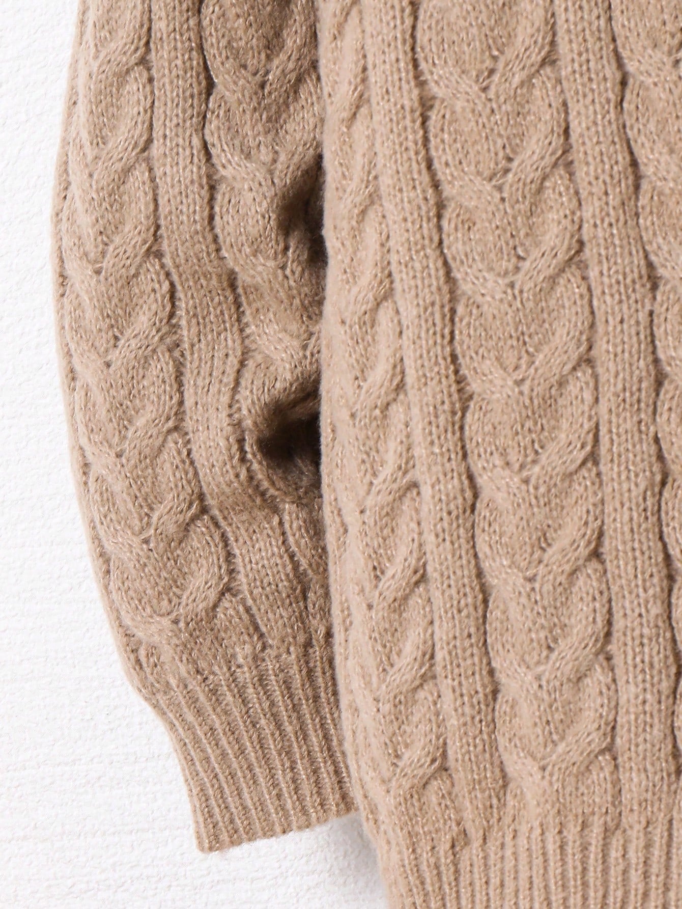 1pc Young Boys Casual Cute Cozy Oversized Ribbed Trim Hoodie Cardigan, Khaki Color, Suitable For Travel, School, Daily Gathering, Autumn/Winter Season