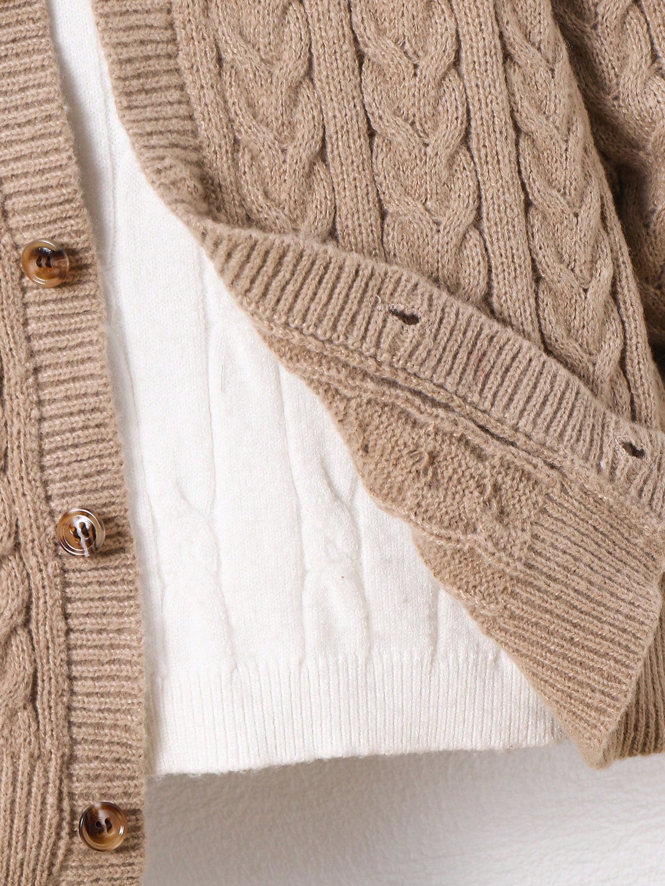 1pc Young Boys Casual Cute Cozy Oversized Ribbed Trim Hoodie Cardigan, Khaki Color, Suitable For Travel, School, Daily Gathering, Autumn/Winter Season