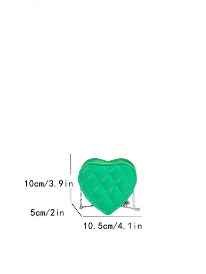 1pc Zipper Closure New Fashionable Embroidered Chain Heart-Shaped Shoulder Bag, Unique Rhombus Crossbody Bag For Girls