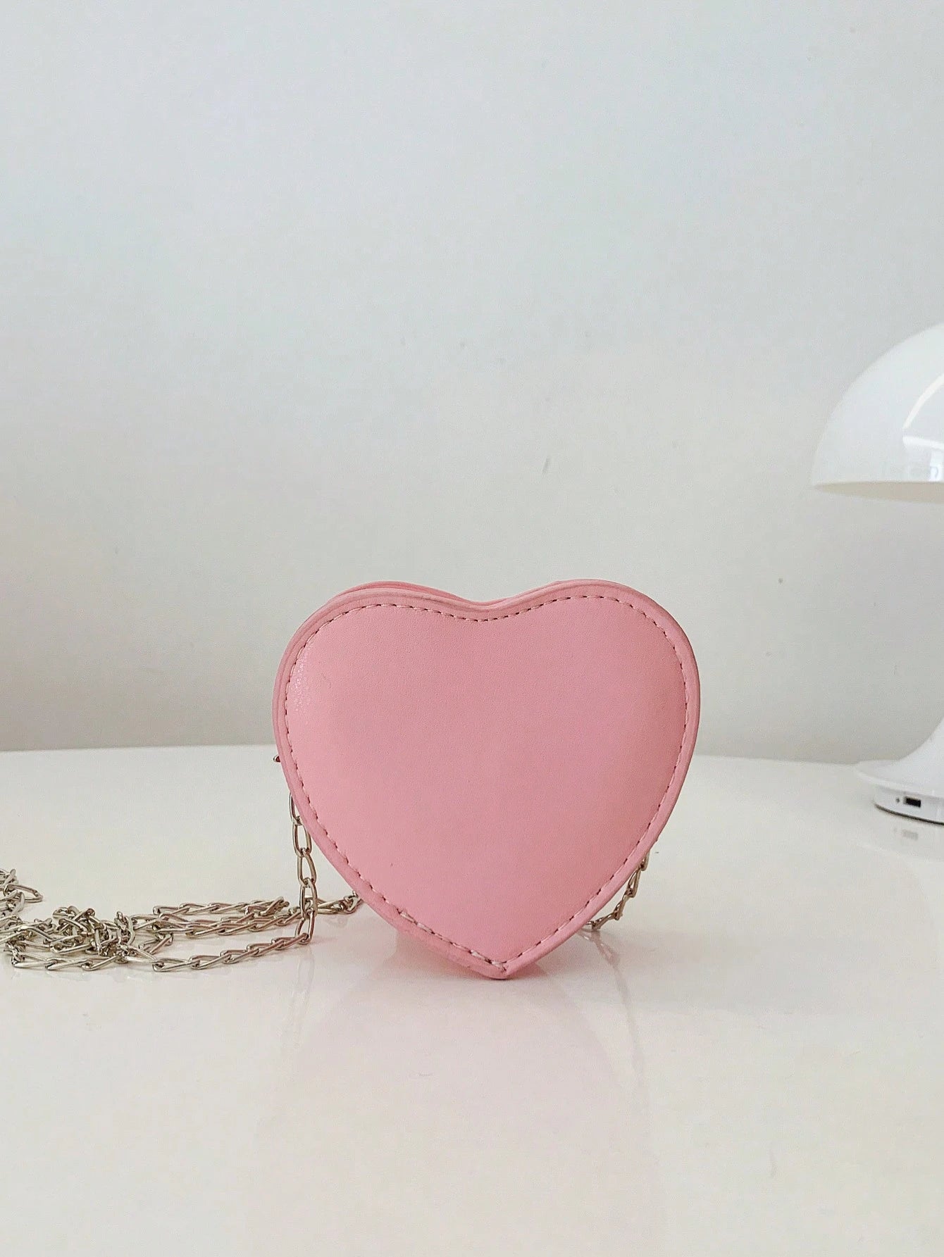1pc Zipper Closure New Fashionable Embroidered Chain Heart-Shaped Shoulder Bag, Unique Rhombus Crossbody Bag For Girls