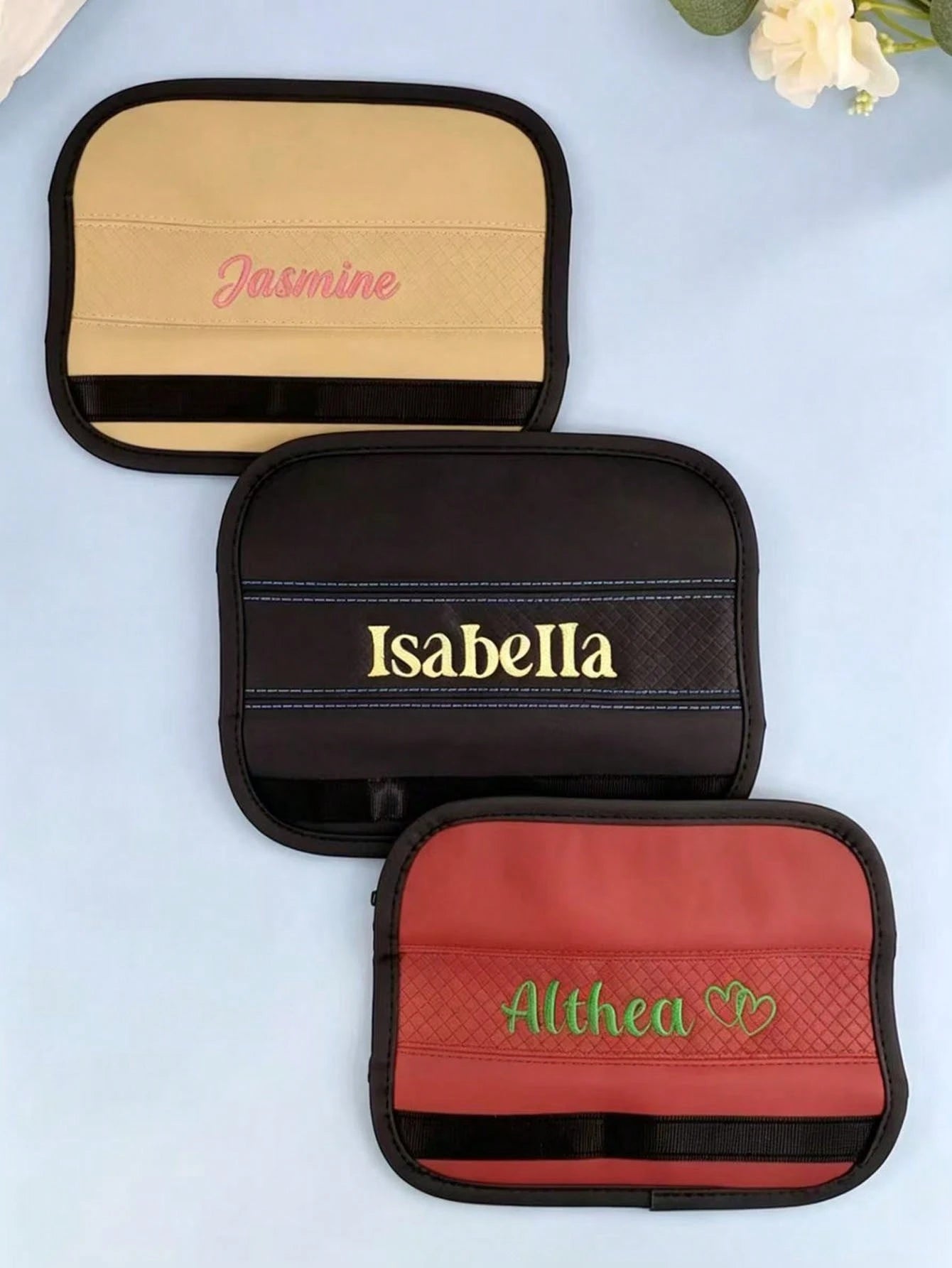 1pcEmbroidered Seat Belt Covers, Customized Car Comfort Seat Cushions, Personalized Soft Shoulder Straps (With Printed Names), Men's And Women's Exclusive Car Accessories
