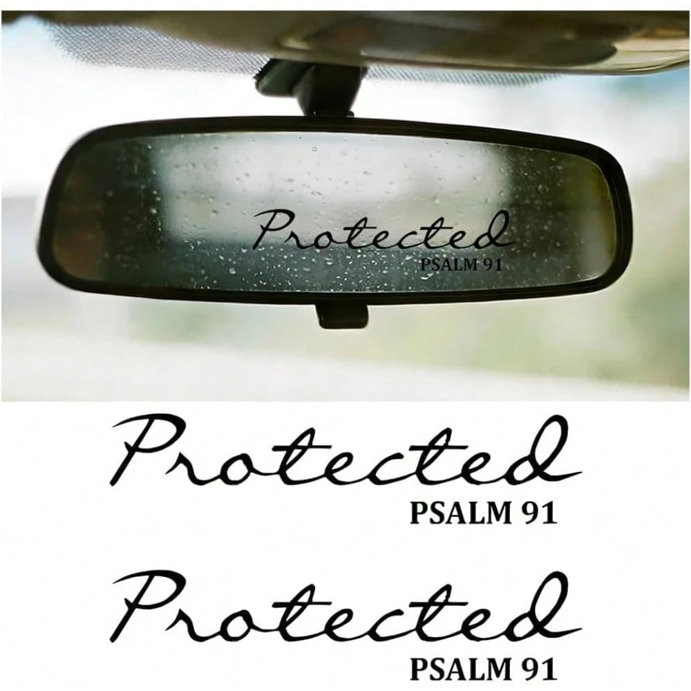 1Pcs/2pcs Psalm 91 Christian Car Decals – Bible Verse Jesus Vinyl Stickers For Rearview Mirror, Water Bottle & Window, Waterproof
