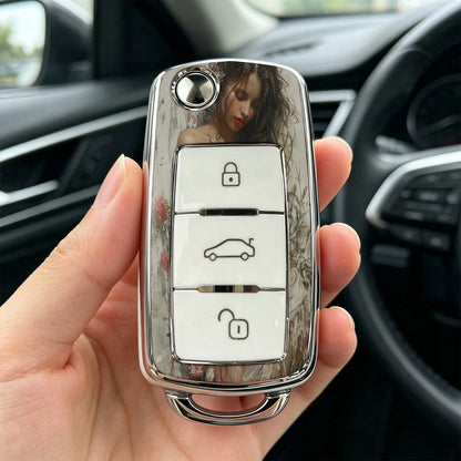 1pieza Car Key Case-Adorable Print,Suitable For Jetta Mk6, Polo Mk5, Golf Mk6, Tiguan Mk1, Passat B7, Passat NMS, Caddy Mk3, Beetle, Amarok, Touran Mk1. Advanced Soft-Touch, Does Not Block Signal, Uni