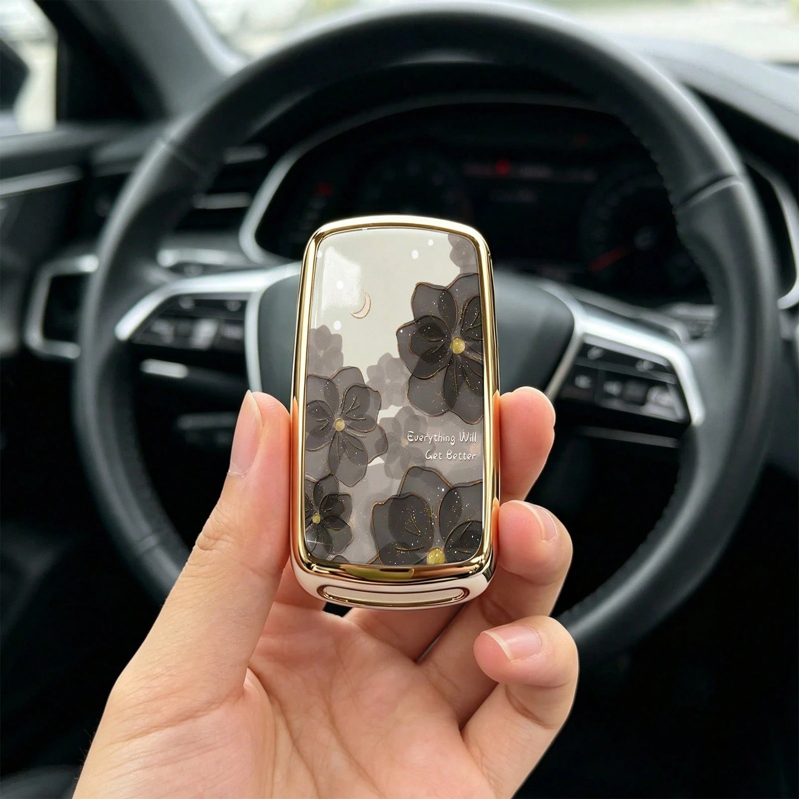 1pieza Car Key Case-Adorable Print,Suitable For Jetta Mk6, Polo Mk5, Golf Mk6, Tiguan Mk1, Passat B7, Passat NMS, Caddy Mk3, Beetle, Amarok, Touran Mk1. Advanced Soft-Touch, Does Not Block Signal, Uni