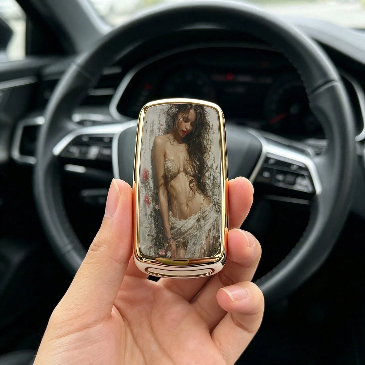 1pieza Car Key Case-Adorable Print,Suitable For Jetta Mk6, Polo Mk5, Golf Mk6, Tiguan Mk1, Passat B7, Passat NMS, Caddy Mk3, Beetle, Amarok, Touran Mk1. Advanced Soft-Touch, Does Not Block Signal, Uni