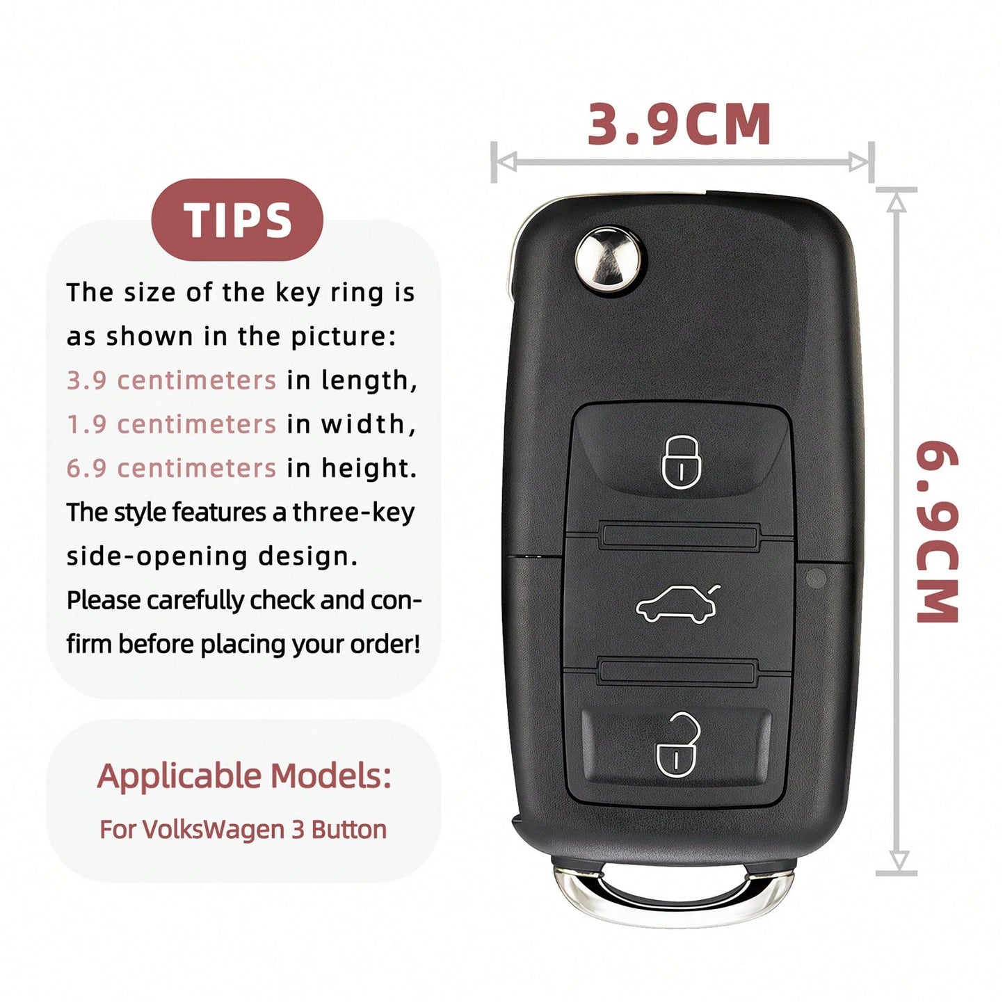 1pieza Car Key Case-Adorable Print,Suitable For Jetta Mk6, Polo Mk5, Golf Mk6, Tiguan Mk1, Passat B7, Passat NMS, Caddy Mk3, Beetle, Amarok, Touran Mk1. Advanced Soft-Touch, Does Not Block Signal, Uni