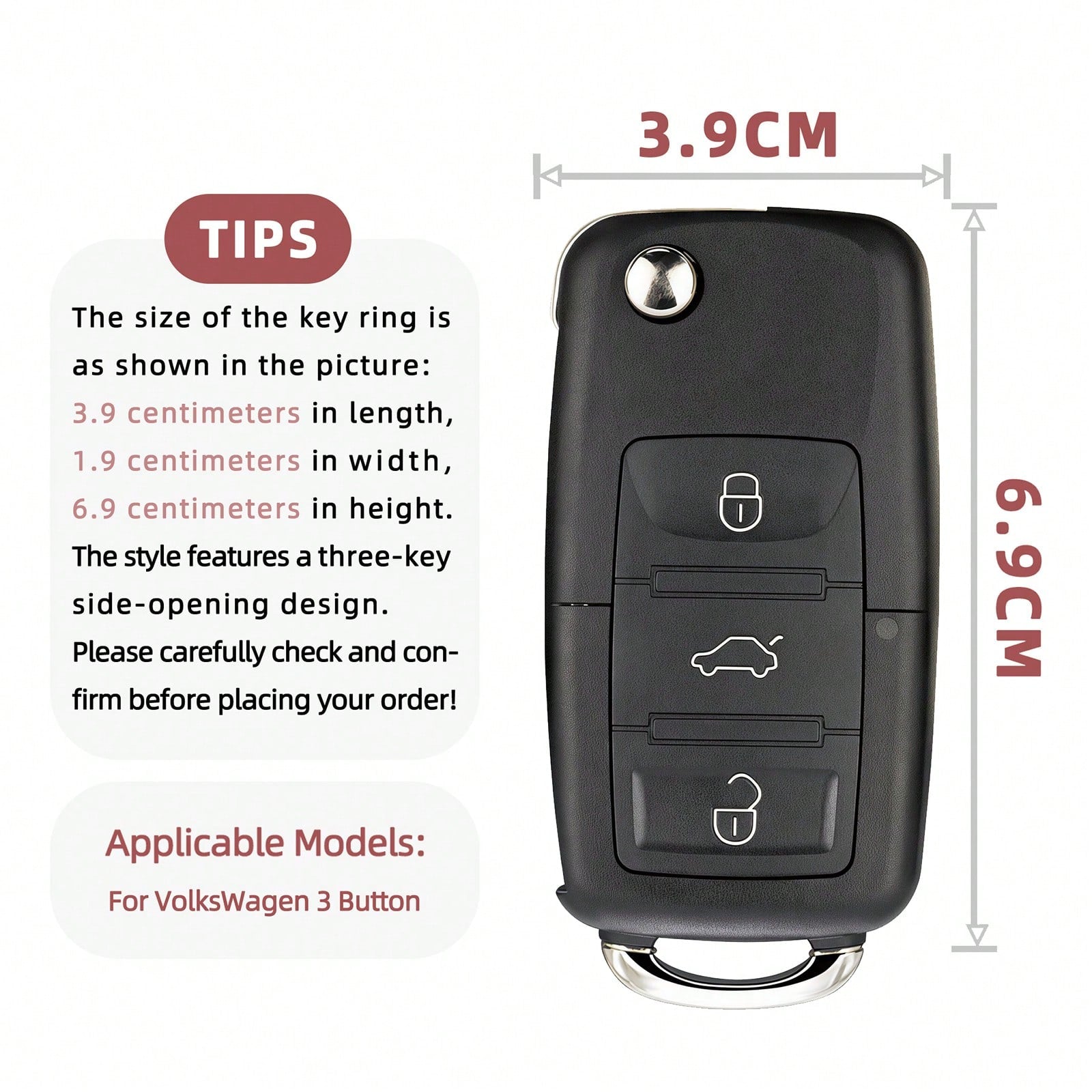 1pieza Car Key Case-Adorable Print,Suitable For Jetta Mk6, Polo Mk5, Golf Mk6, Tiguan Mk1, Passat B7, Passat NMS, Caddy Mk3, Beetle, Amarok, Touran Mk1. Advanced Soft-Touch, Does Not Block Signal, Uni