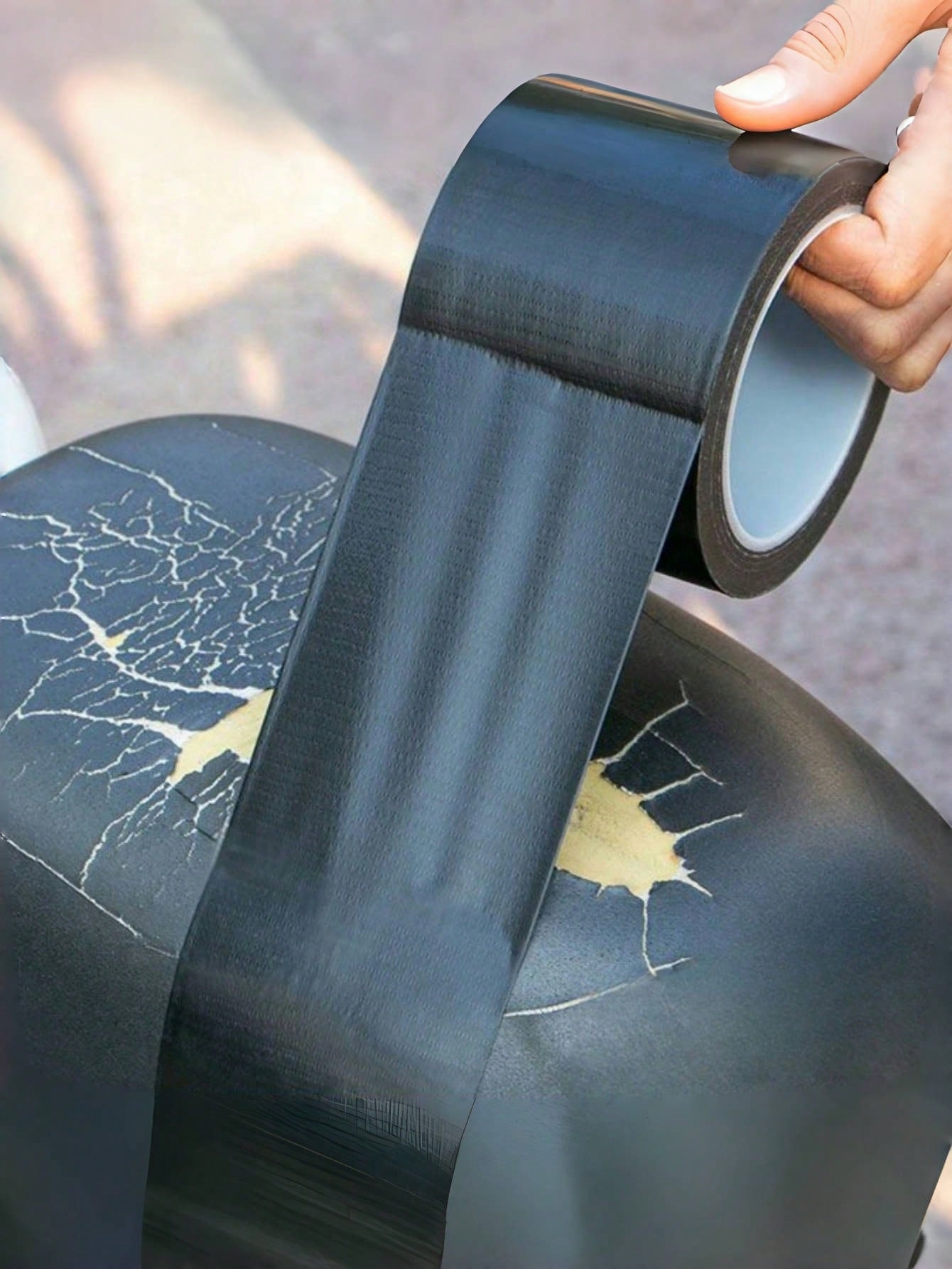 1roll Electric Bike Seat Repair Patch, Battery Motorcycle Seat Cover Adhesive Leather Seat Fabric Basic Rubber Tape Refurbished Cushion Home Decor,Home Decoration,For Kitchen,Bedroom,Household,Office