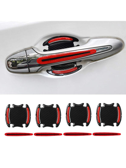 1set 8pcs Red Car Door Bowl Handle Reflective Stickers