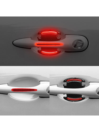 1set 8pcs Red Car Door Bowl Handle Reflective Stickers