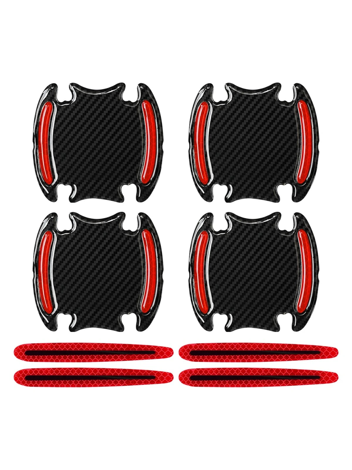 1set 8pcs Red Car Door Bowl Handle Reflective Stickers