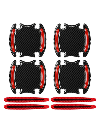 1set 8pcs Red Car Door Bowl Handle Reflective Stickers