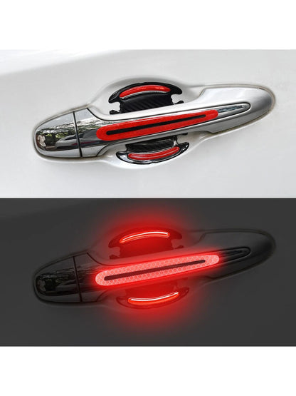 1set 8pcs Red Car Door Bowl Handle Reflective Stickers