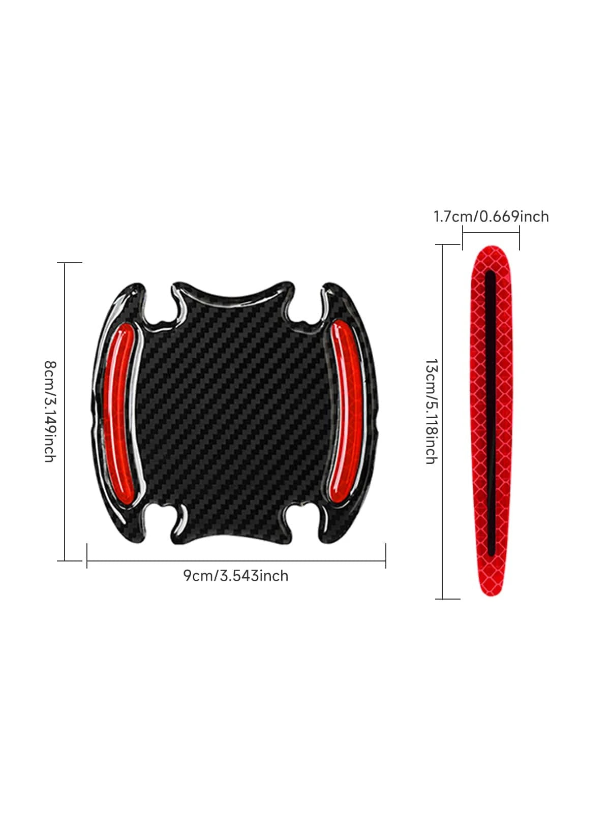 1set 8pcs Red Car Door Bowl Handle Reflective Stickers