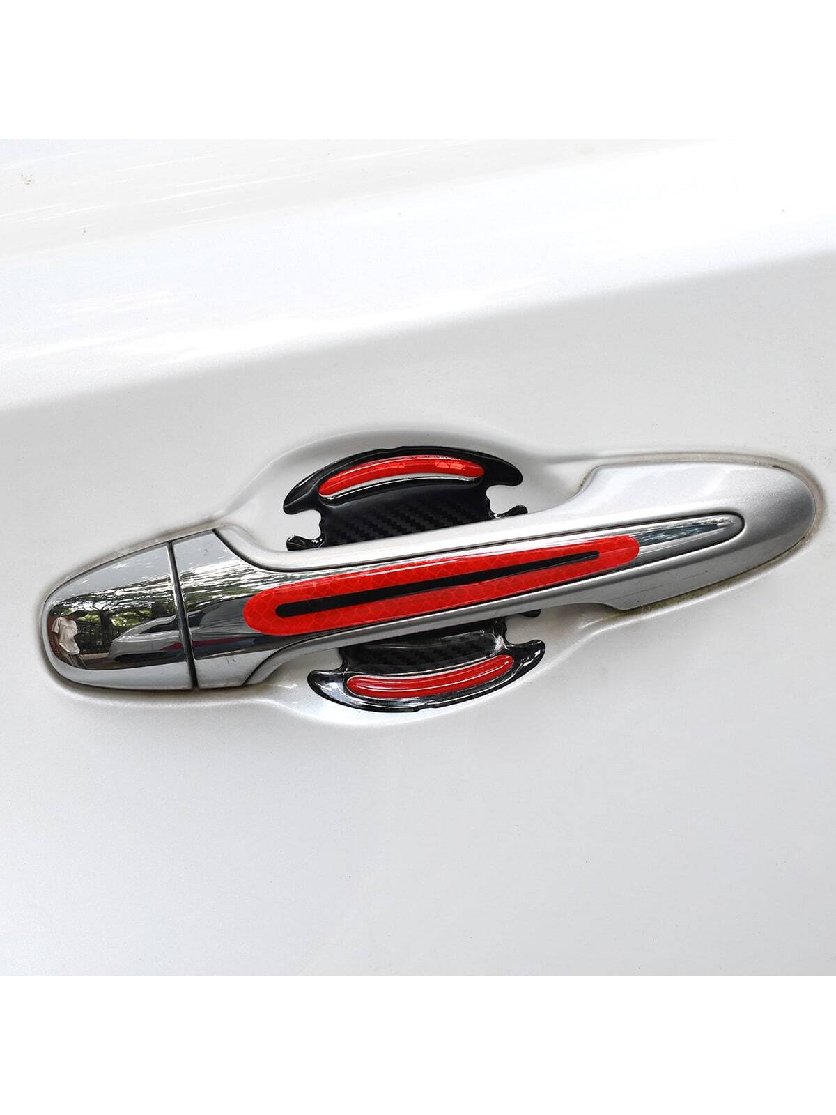 1set 8pcs Red Car Door Bowl Handle Reflective Stickers