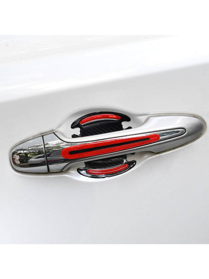1set 8pcs Red Car Door Bowl Handle Reflective Stickers