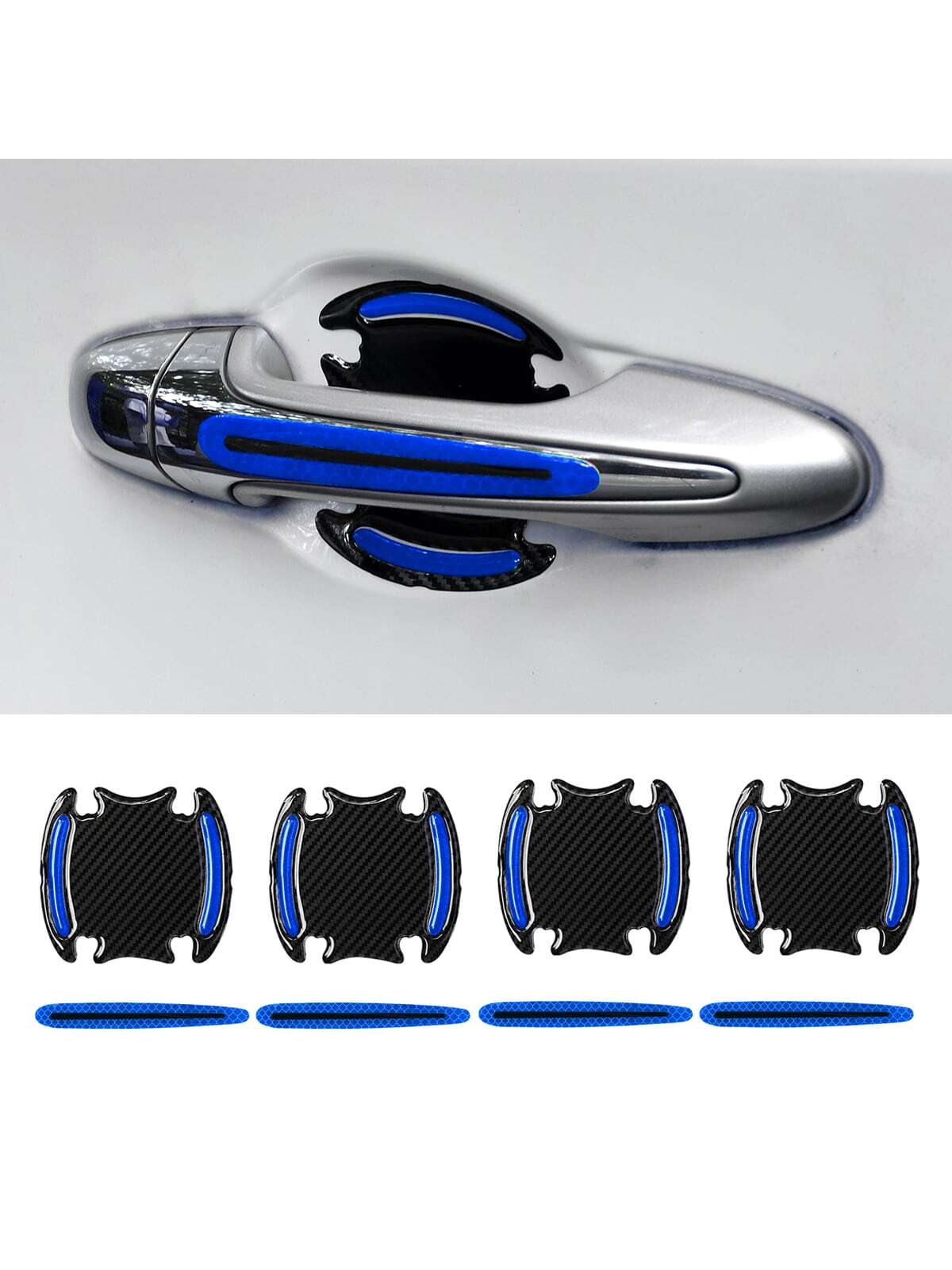 1set 8pcs Red Car Door Bowl Handle Reflective Stickers