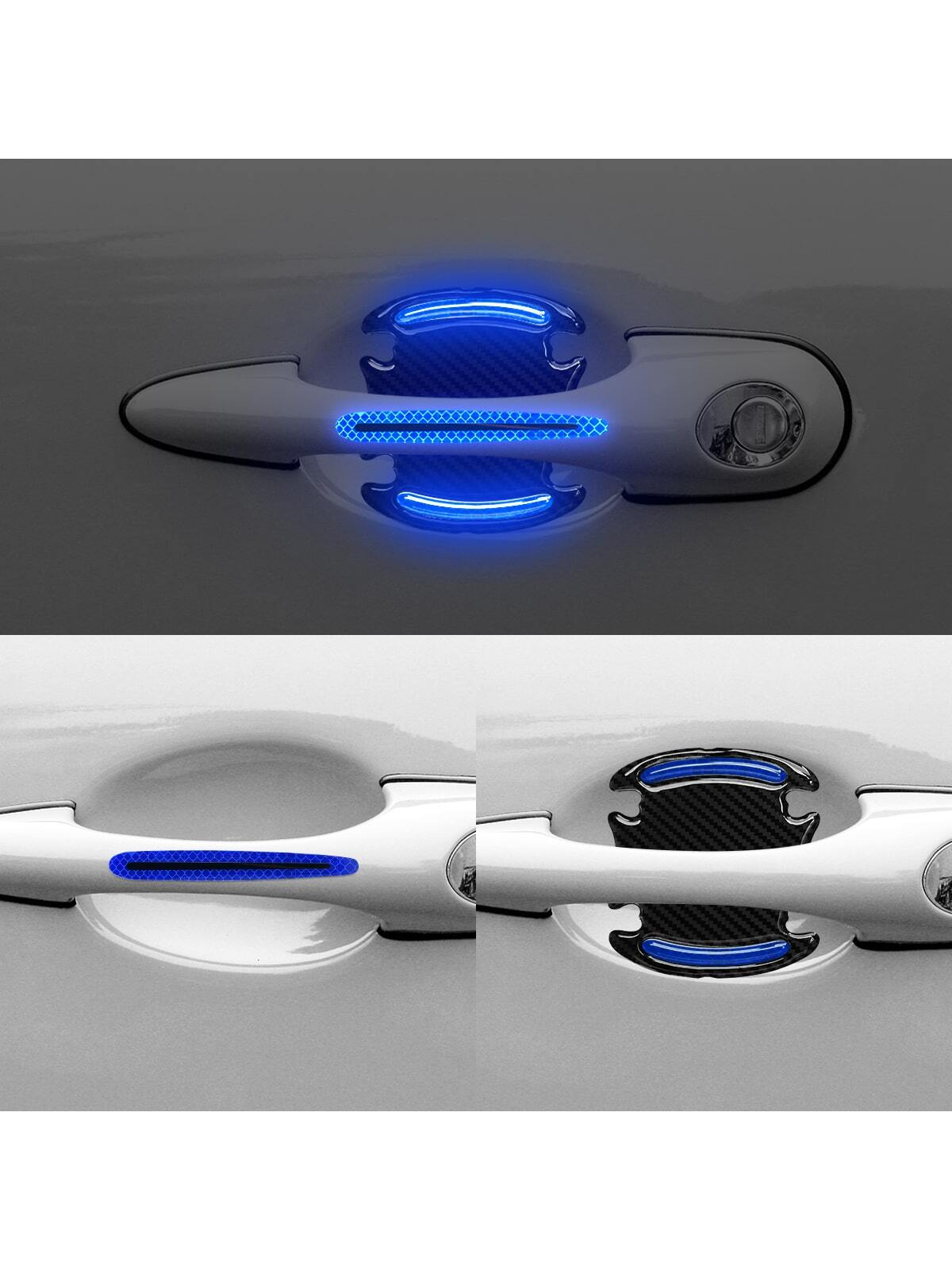 1set 8pcs Red Car Door Bowl Handle Reflective Stickers