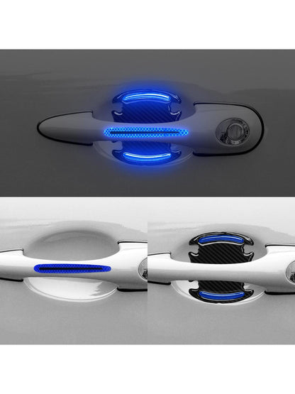 1set 8pcs Red Car Door Bowl Handle Reflective Stickers